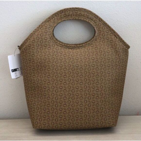 Guess V7200081 Mocha Brwn Logo Print Junction Travel Insulated Cutout Lunch Tote - Picture 2 of 8